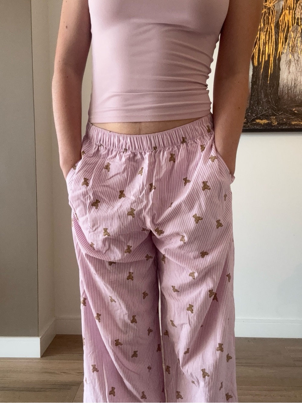 Harlow Pink Striped Bear Print Pajama Pants